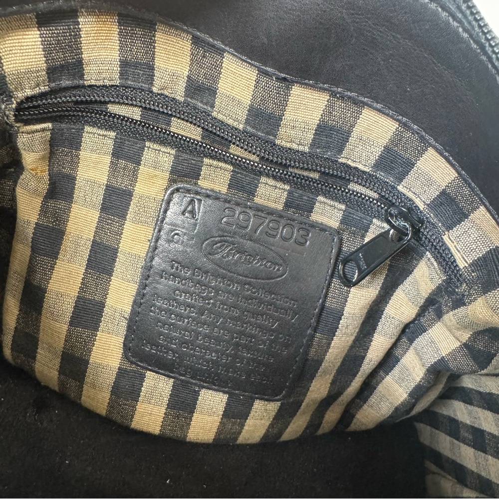 VINTAGE Brighton Satchel Croc Leather Handbag Purse 133757 Black & Brown - Picture 9 of 10